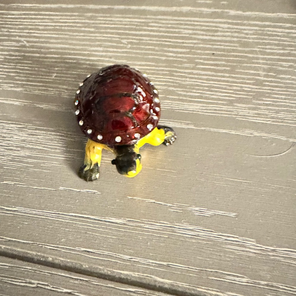 Miniature Red and Yellow Turtle Figurine
